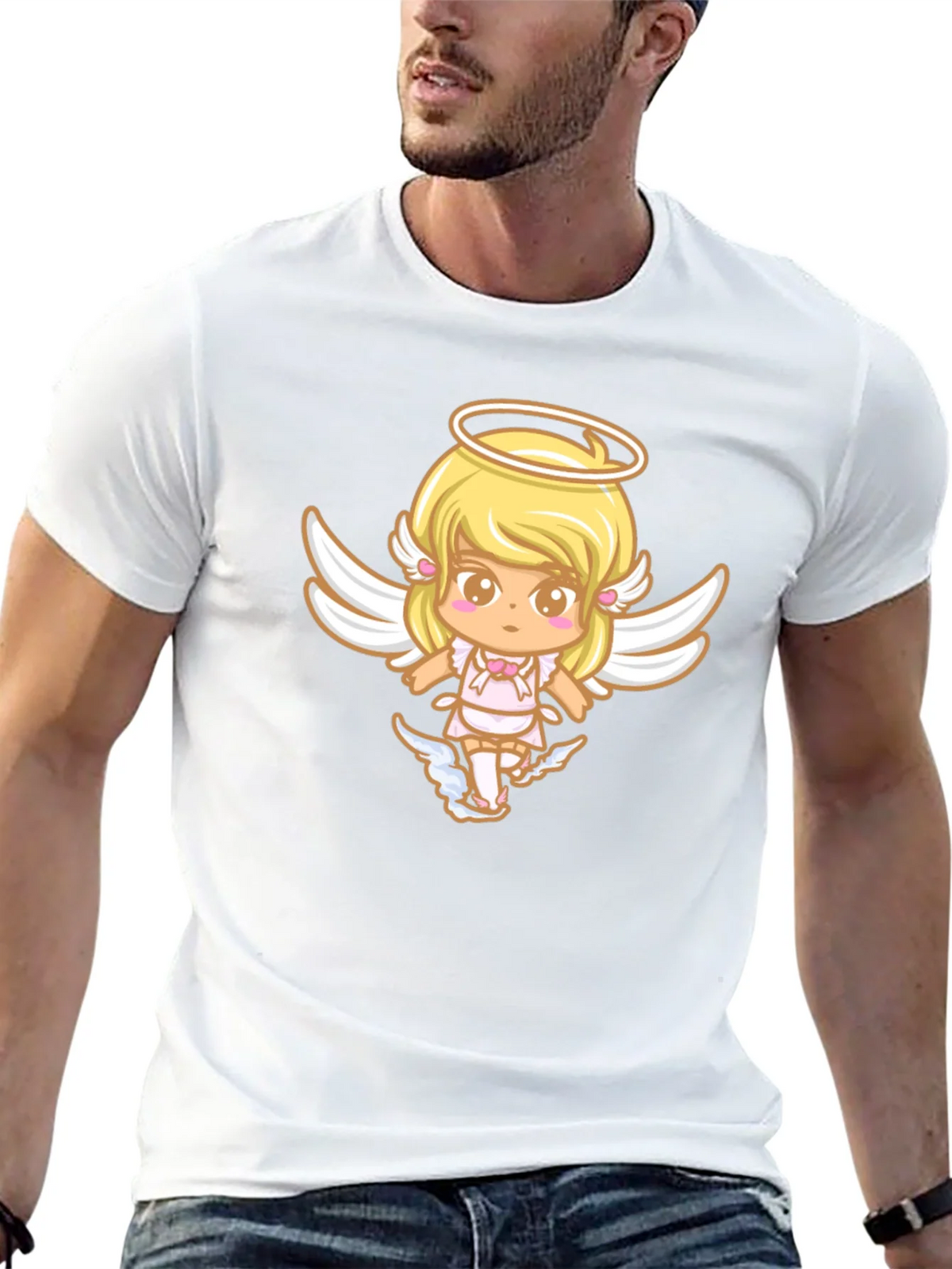 Cute Angel Graphic Black T-Shirt product image 11