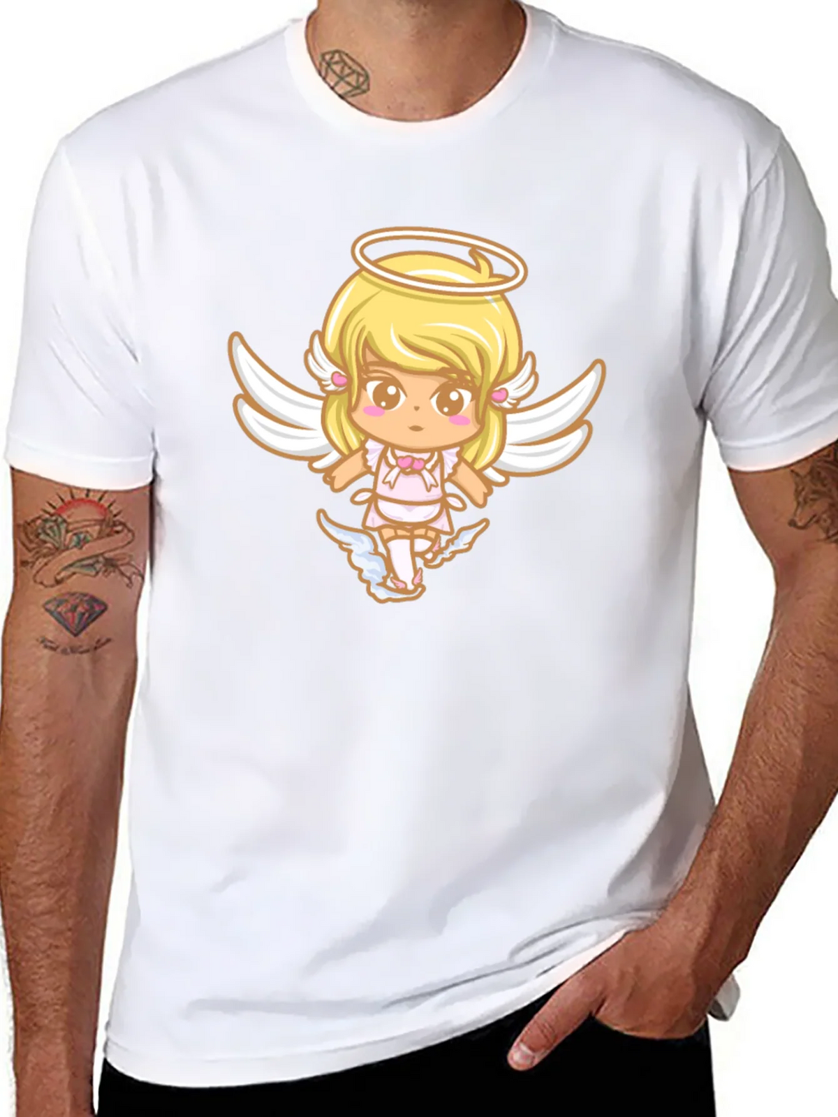 Cute Angel Graphic Black T-Shirt product image 7