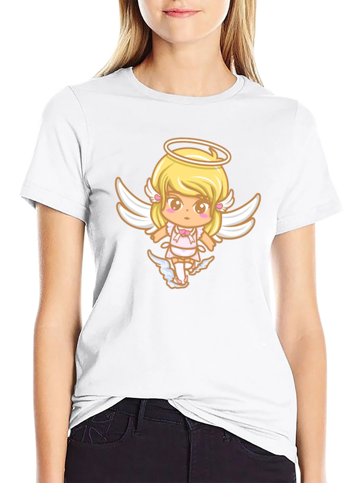 Cute Angel Graphic Black T-Shirt product image 8