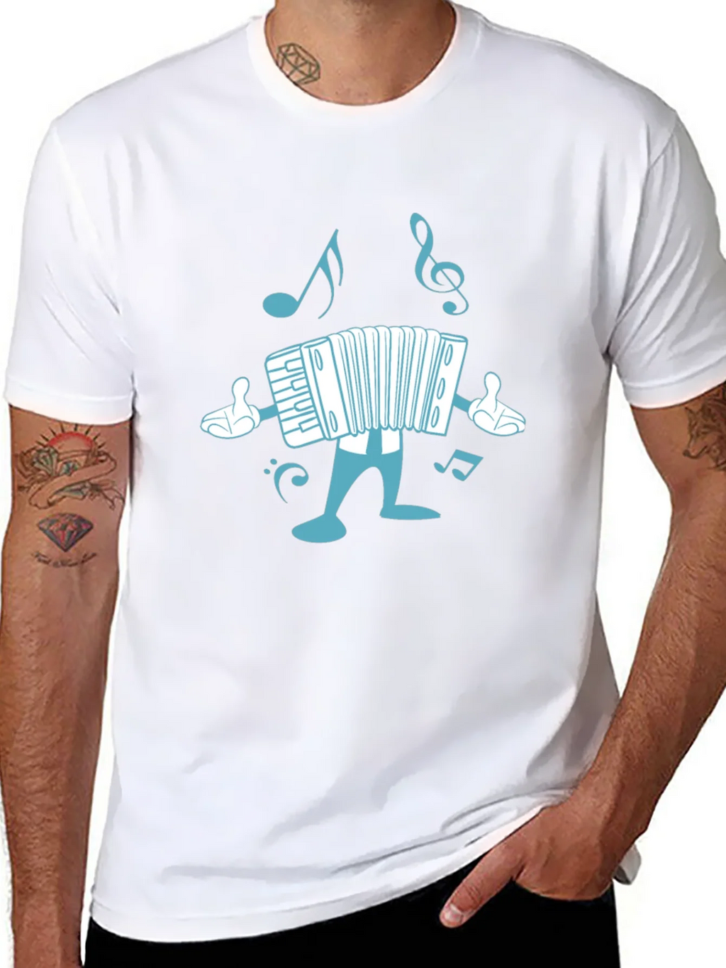 Accordion Cartoon Black T-Shirt product image 6