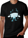 Accordion Cartoon Black T-Shirt product image 1