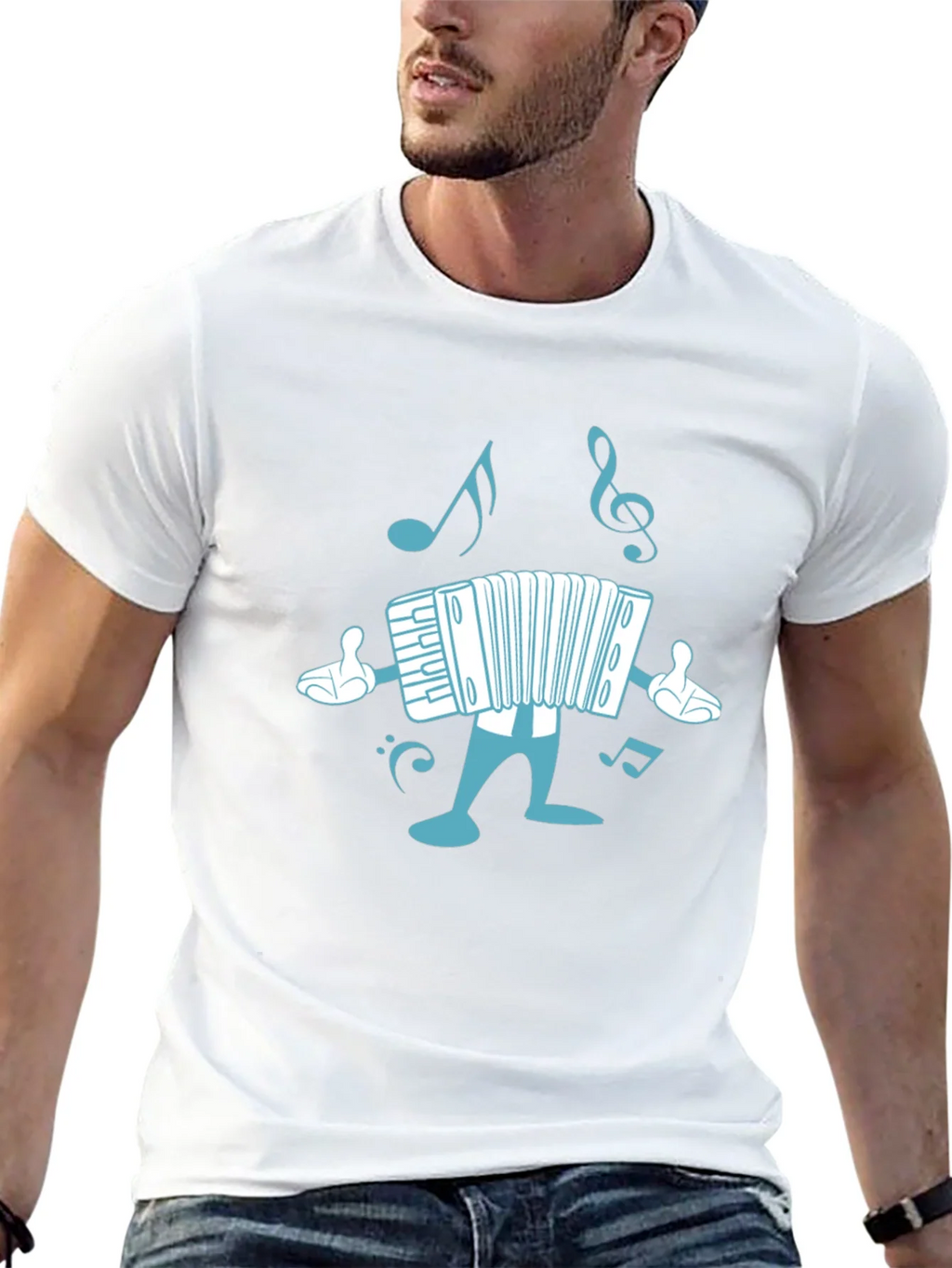Accordion Cartoon Black T-Shirt product image 8