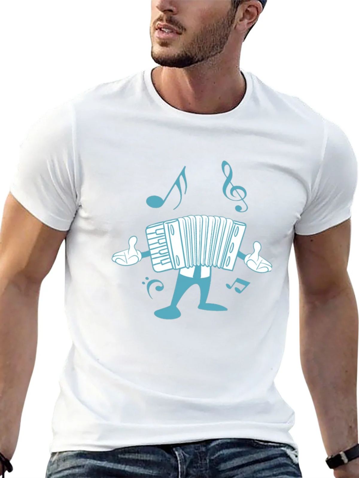 Accordion Cartoon Black T-Shirt product image 8