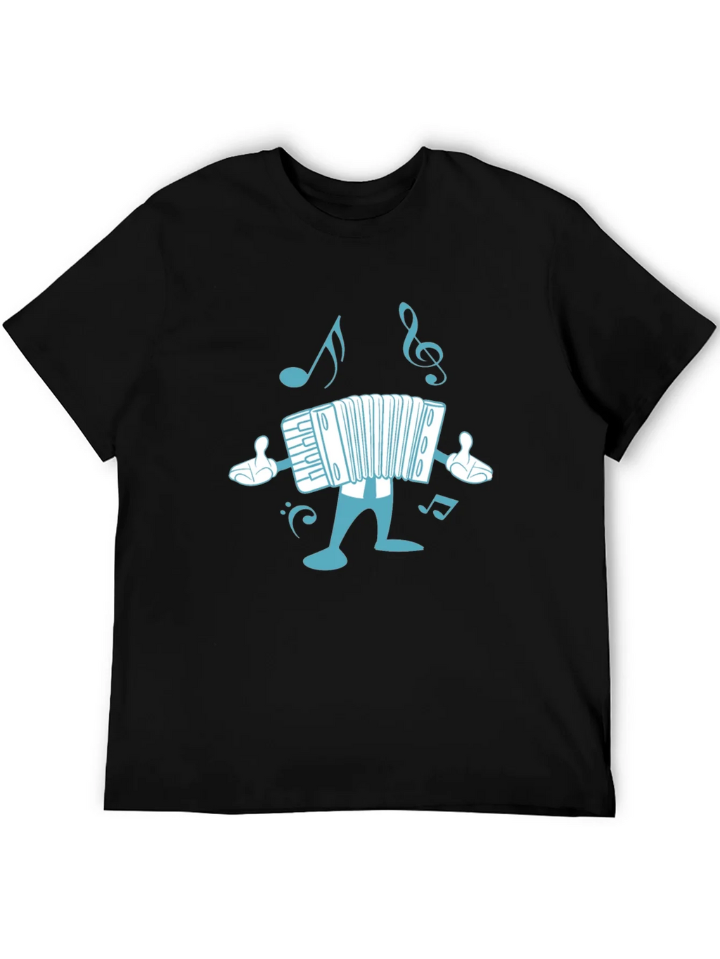 Accordion Cartoon Black T-Shirt product image 4
