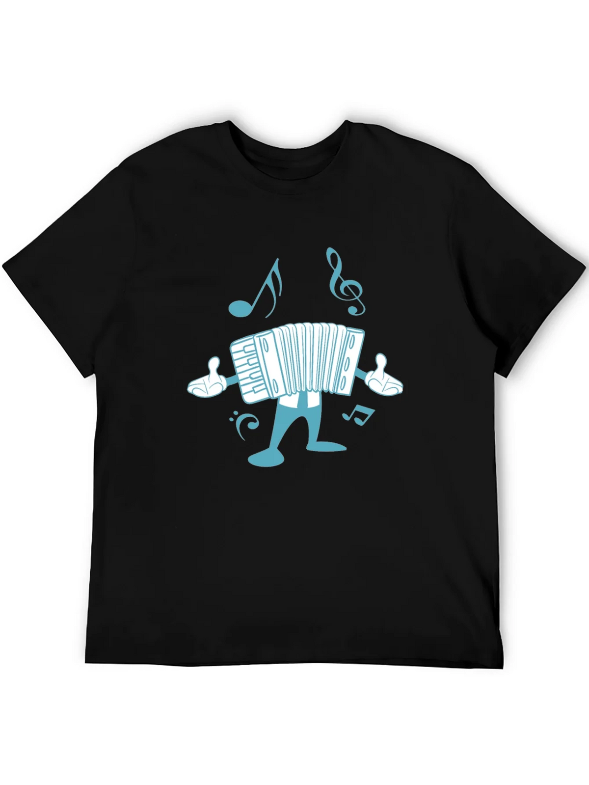 Accordion Cartoon Black T-Shirt product image 4