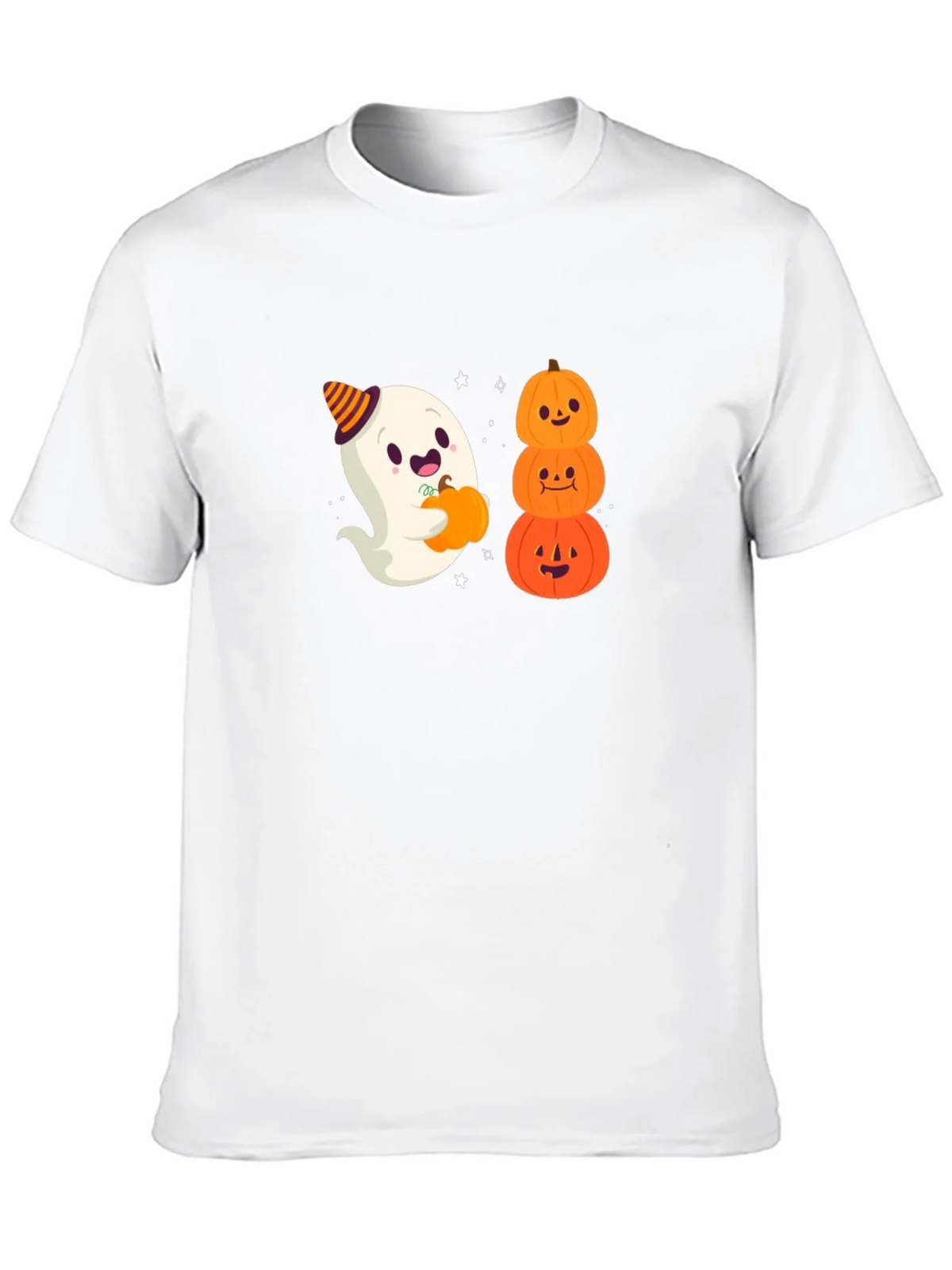 Halloween Ghost & Pumpkins Black T-Shirt product image 9