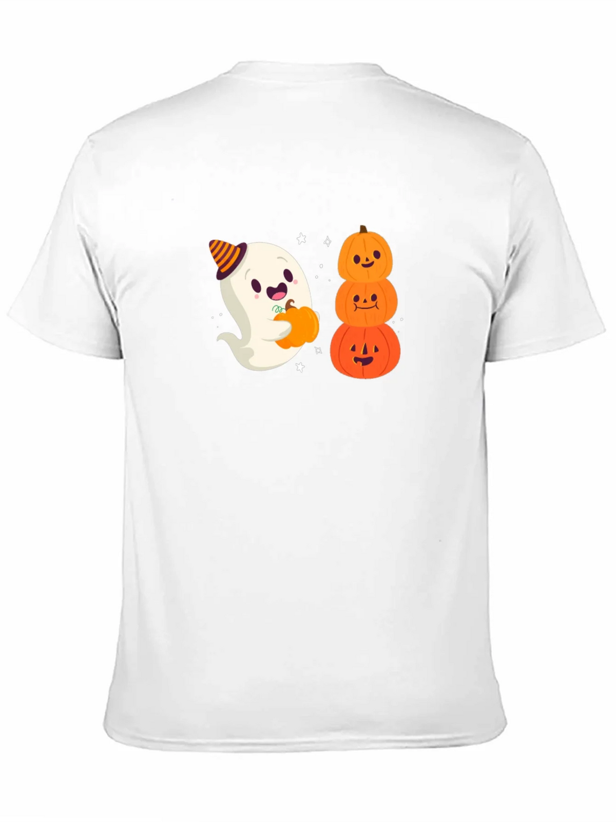 Halloween Ghost & Pumpkins Black T-Shirt product image 10