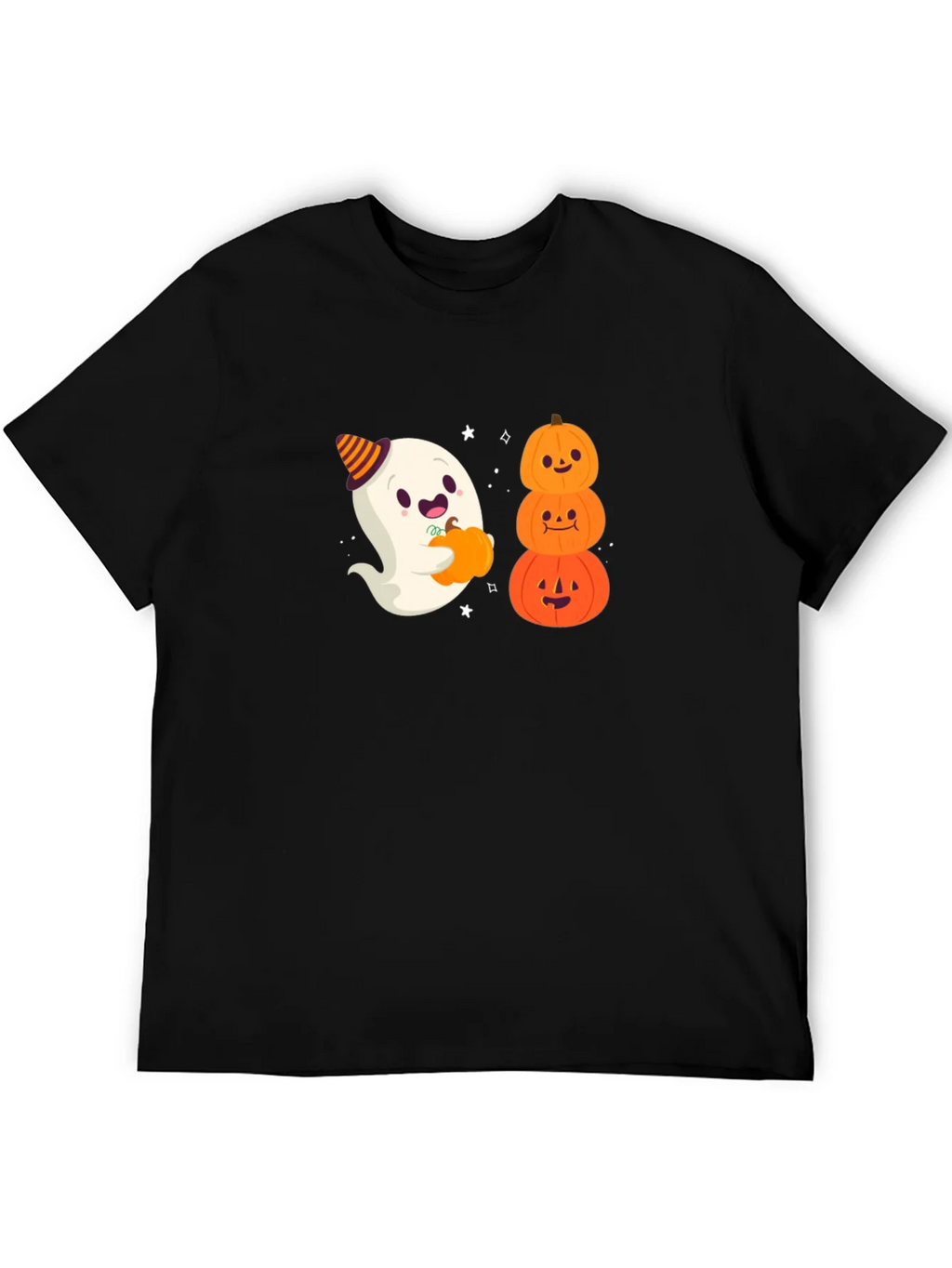 Halloween Ghost & Pumpkins Black T-Shirt product image 5