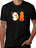 Halloween Ghost & Pumpkins Black T-Shirt product image 1