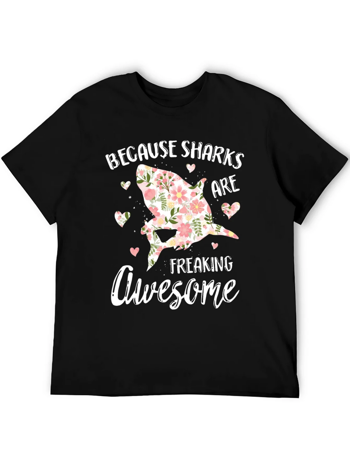 Floral Shark Graphic T-Shirt - Because Sharks Are Awesome product image 5