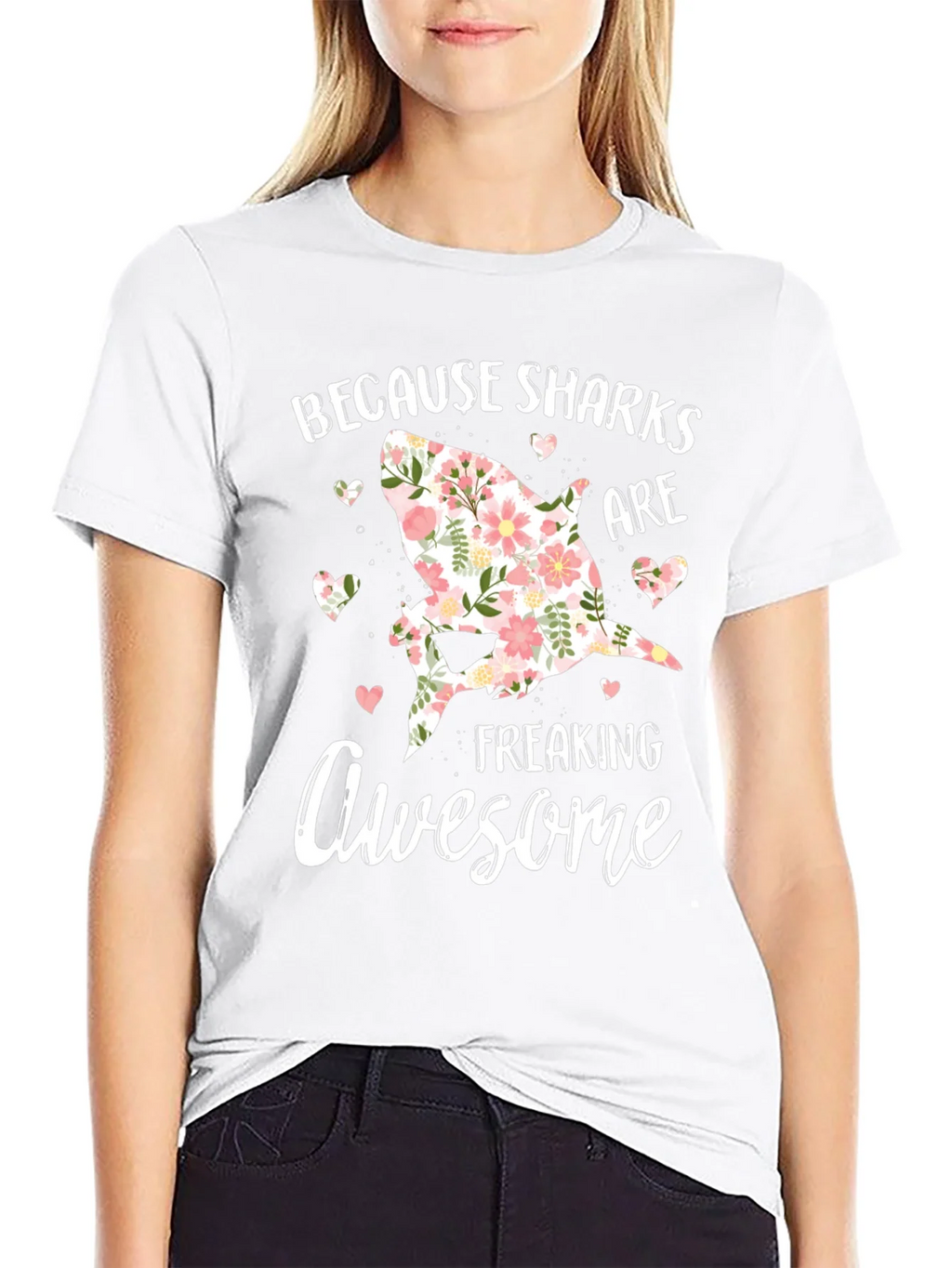 Floral Shark Graphic T-Shirt - Because Sharks Are Awesome product image 8
