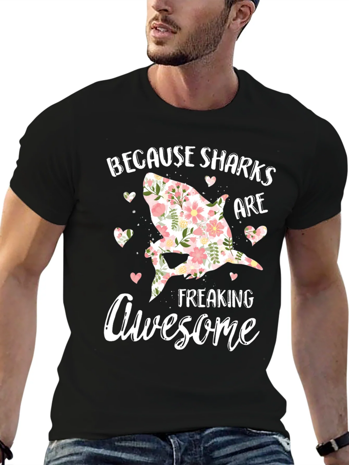 Floral Shark Graphic T-Shirt - Because Sharks Are Awesome product image 6