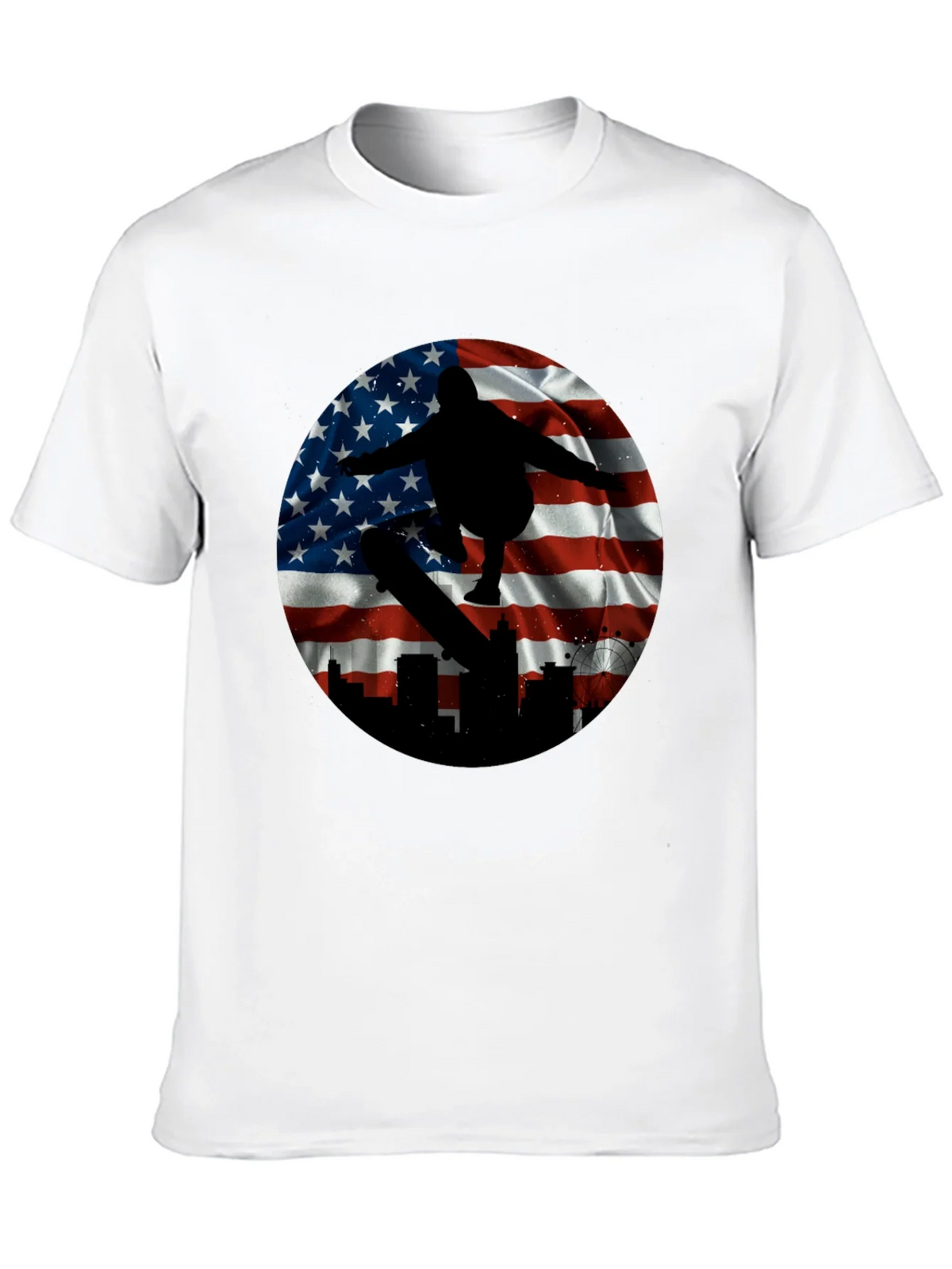 Patriotic Skater T-Shirt - American Flag Design product image 9
