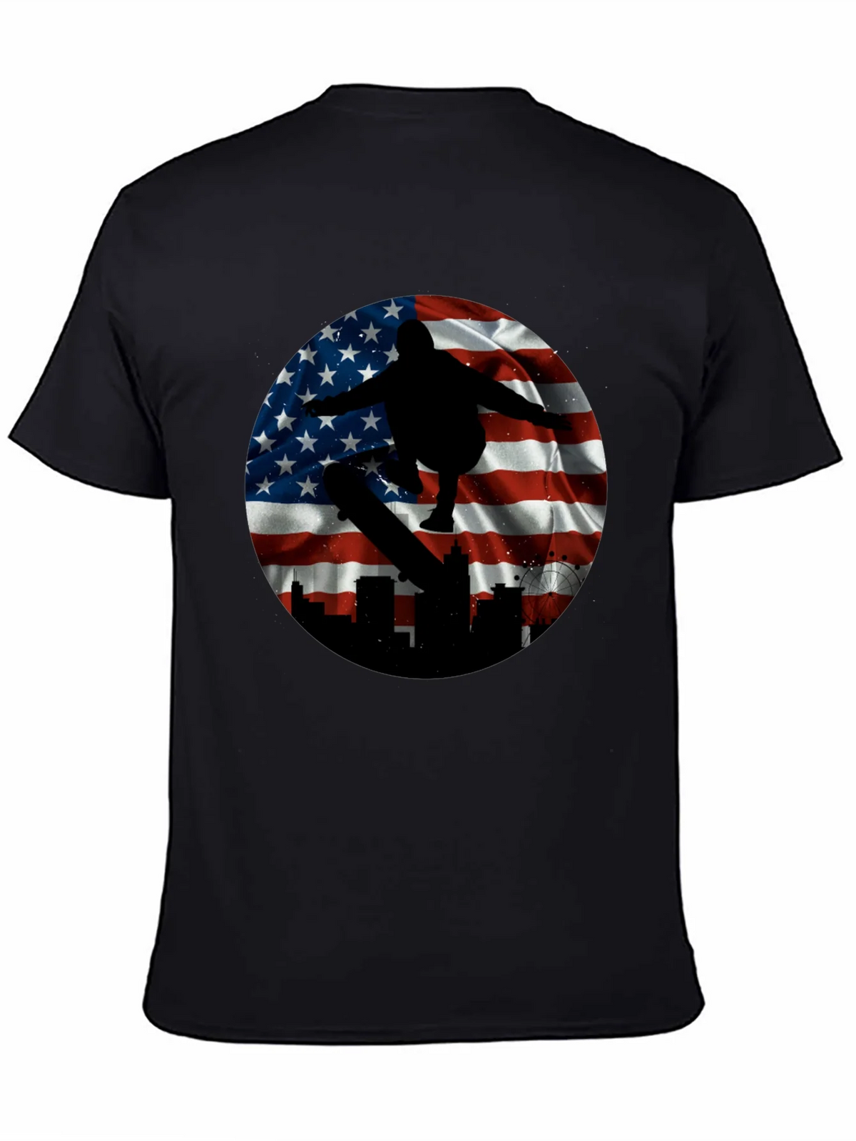 Patriotic Skater T-Shirt - American Flag Design product image 4