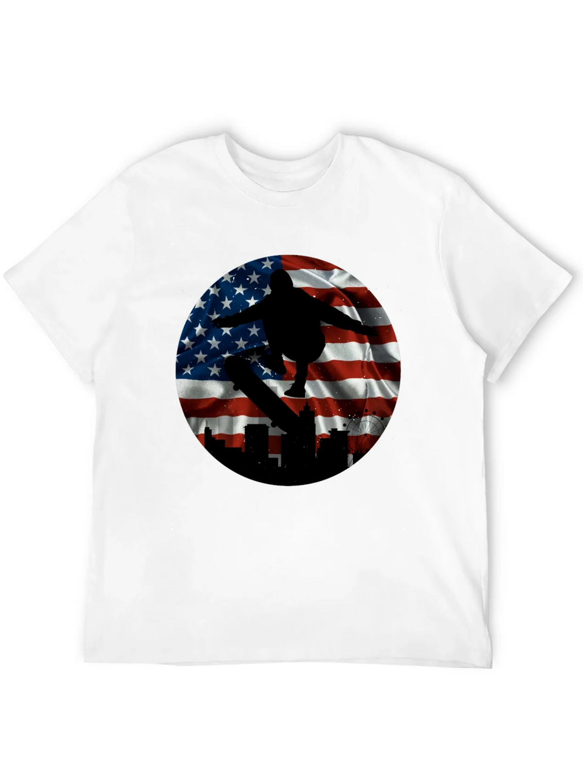 Patriotic Skater T-Shirt - American Flag Design product image 11