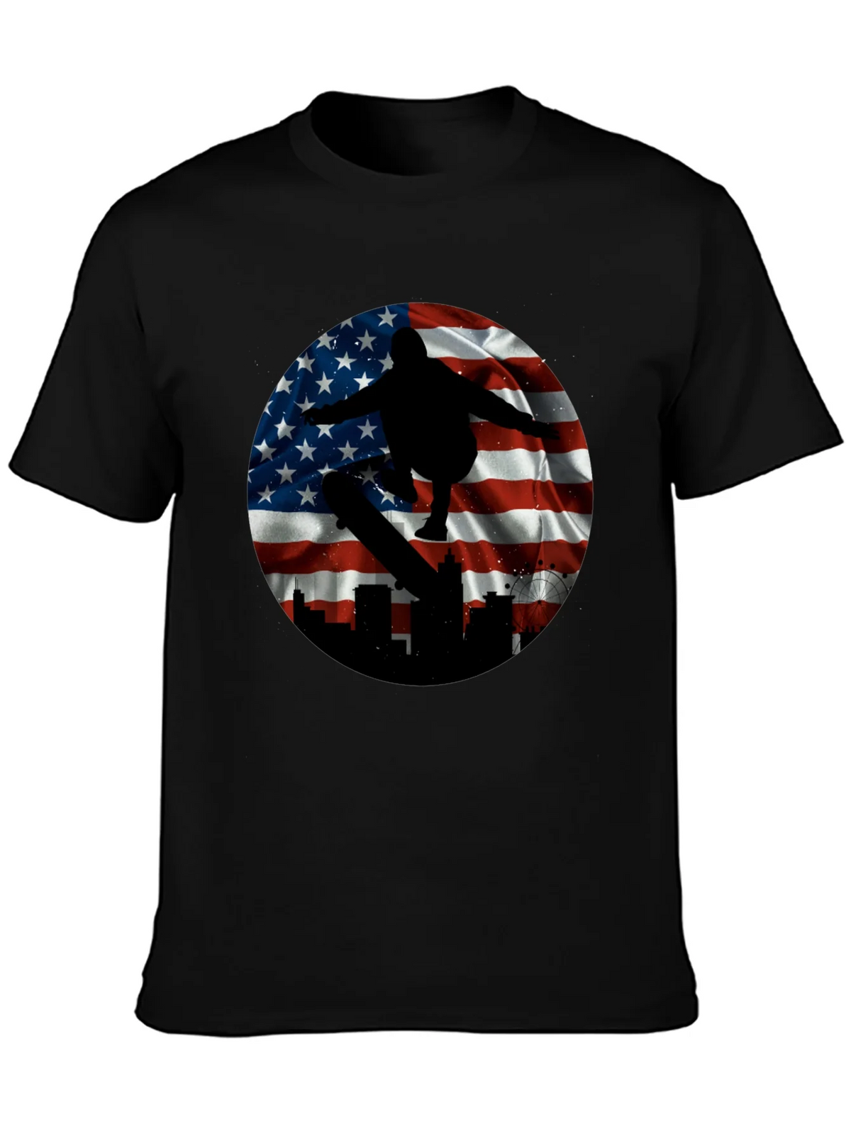 Patriotic Skater T-Shirt - American Flag Design product image 3