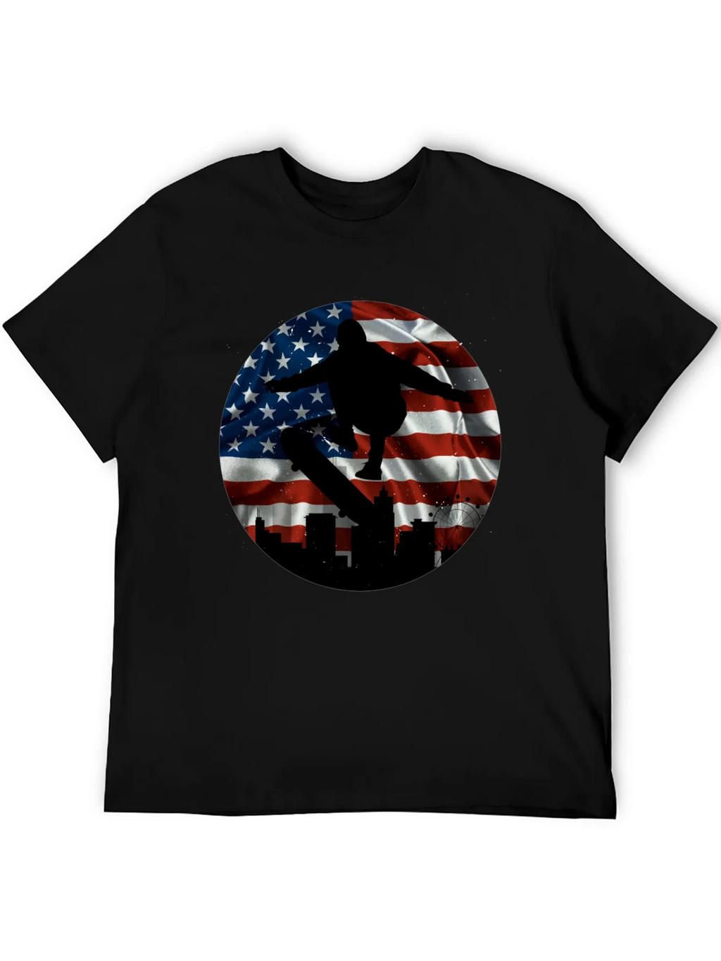 Patriotic Skater T-Shirt - American Flag Design product image 5