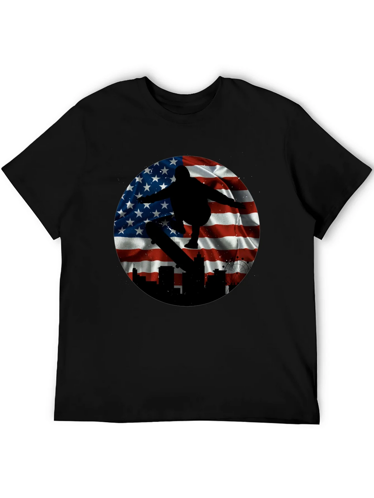 Patriotic Skater T-Shirt - American Flag Design product image 5
