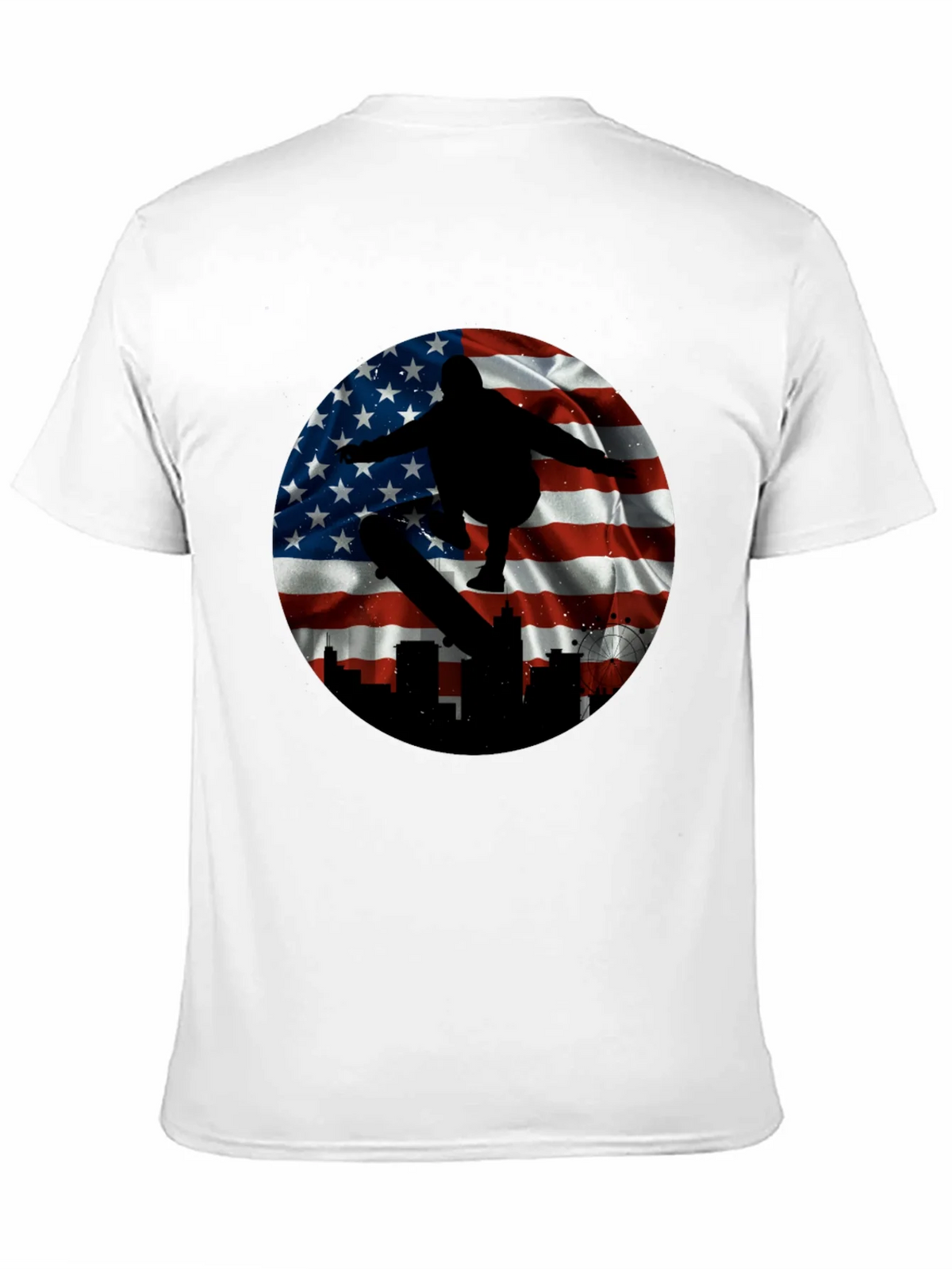 Patriotic Skater T-Shirt - American Flag Design product image 10