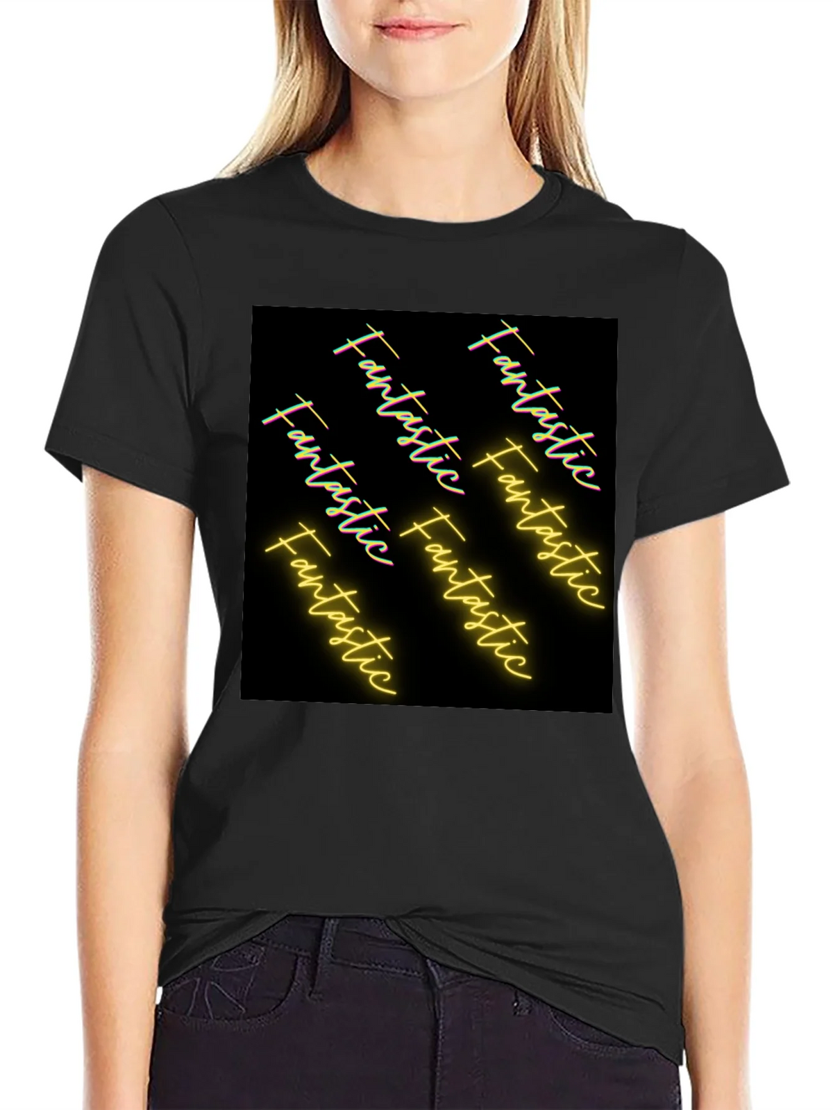 Fantastic Graphic Tee - Black Cotton Casual product image 2