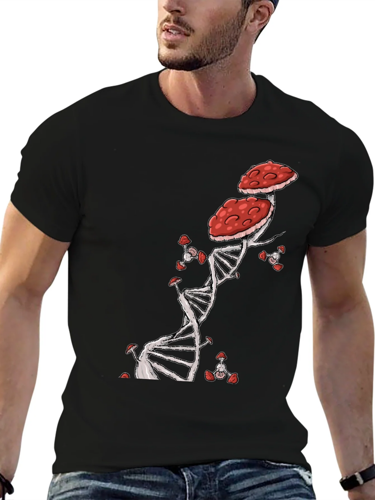 Mushroom DNA T-Shirt - Nature & Science Fusion product image 6
