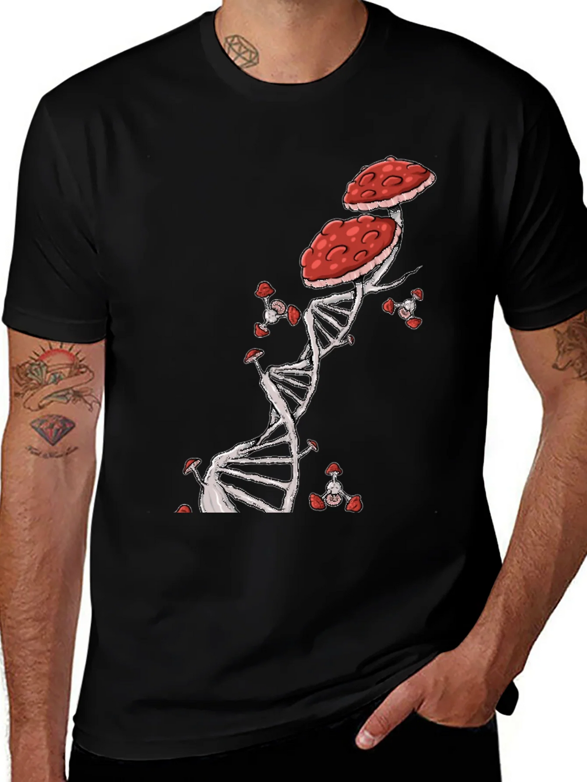 Mushroom DNA T-Shirt - Nature & Science Fusion product image 1