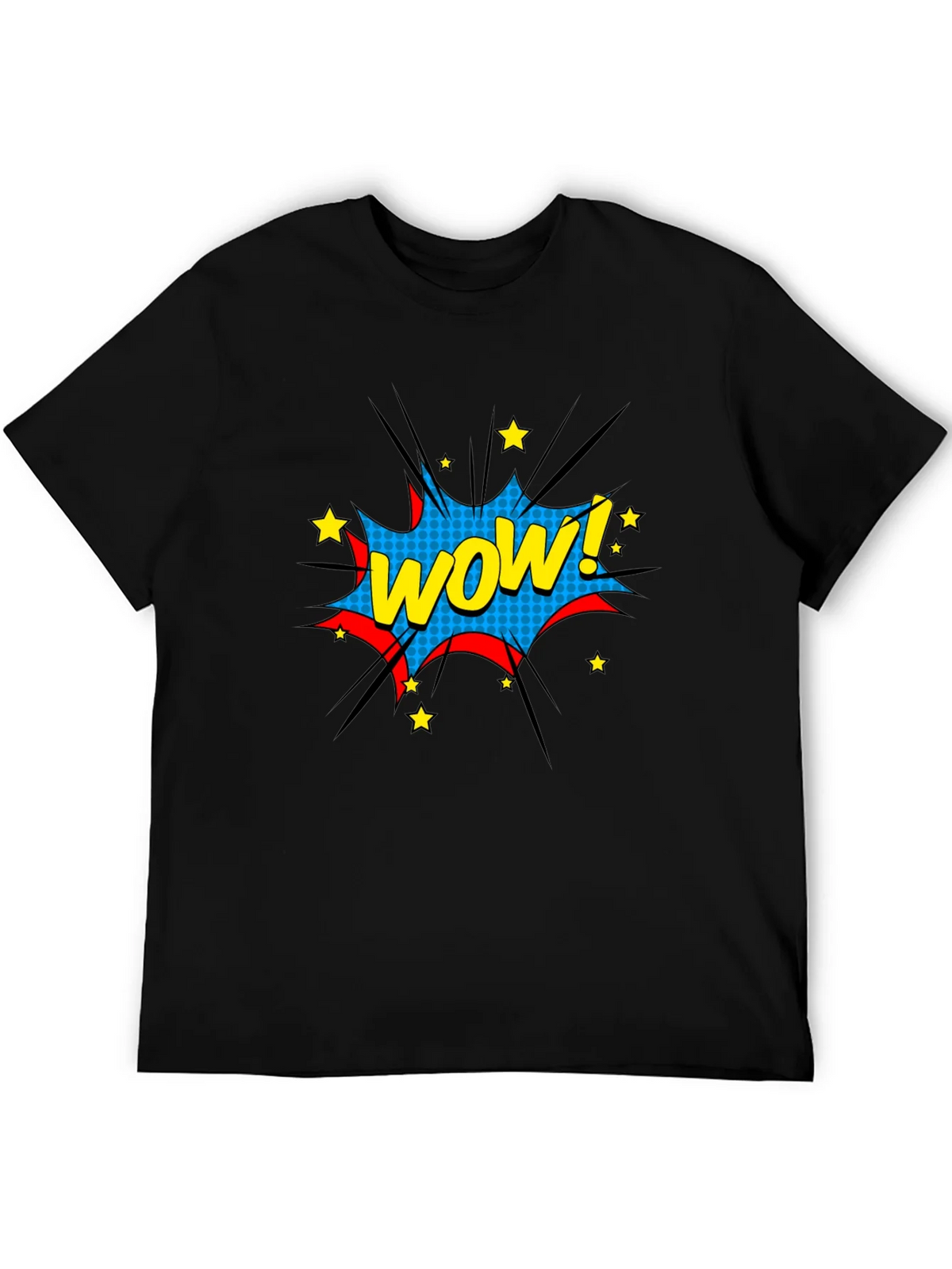 WOW! Comic Style Graphic Black T-Shirt product image 1