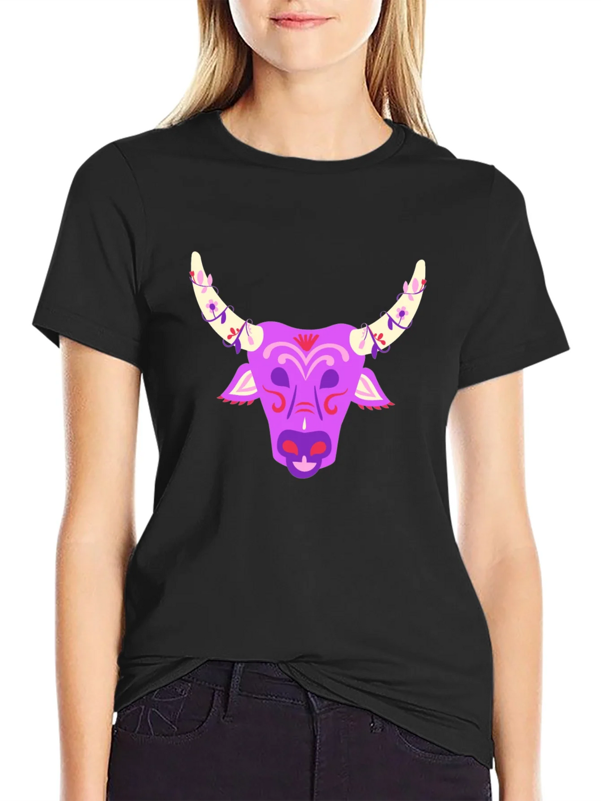 Bull Head Graphic Tee - Black Short Sleeve Shirt product image 2