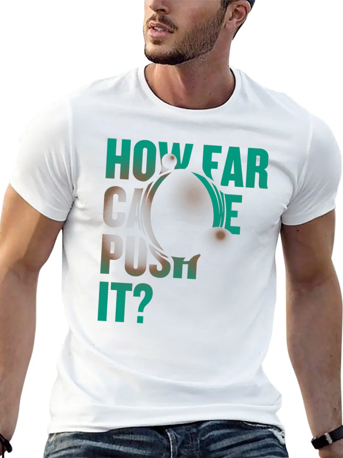 How Far Can We Push It? Black Graphic T-Shirt product image 12
