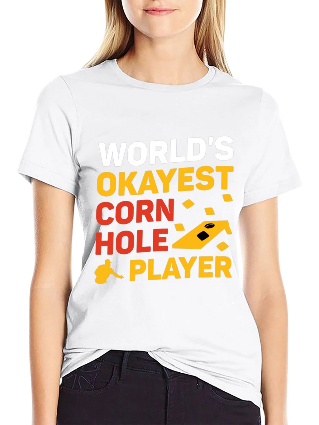 Worlds Okayest Corn Hole Player Graphic Tee product image 5