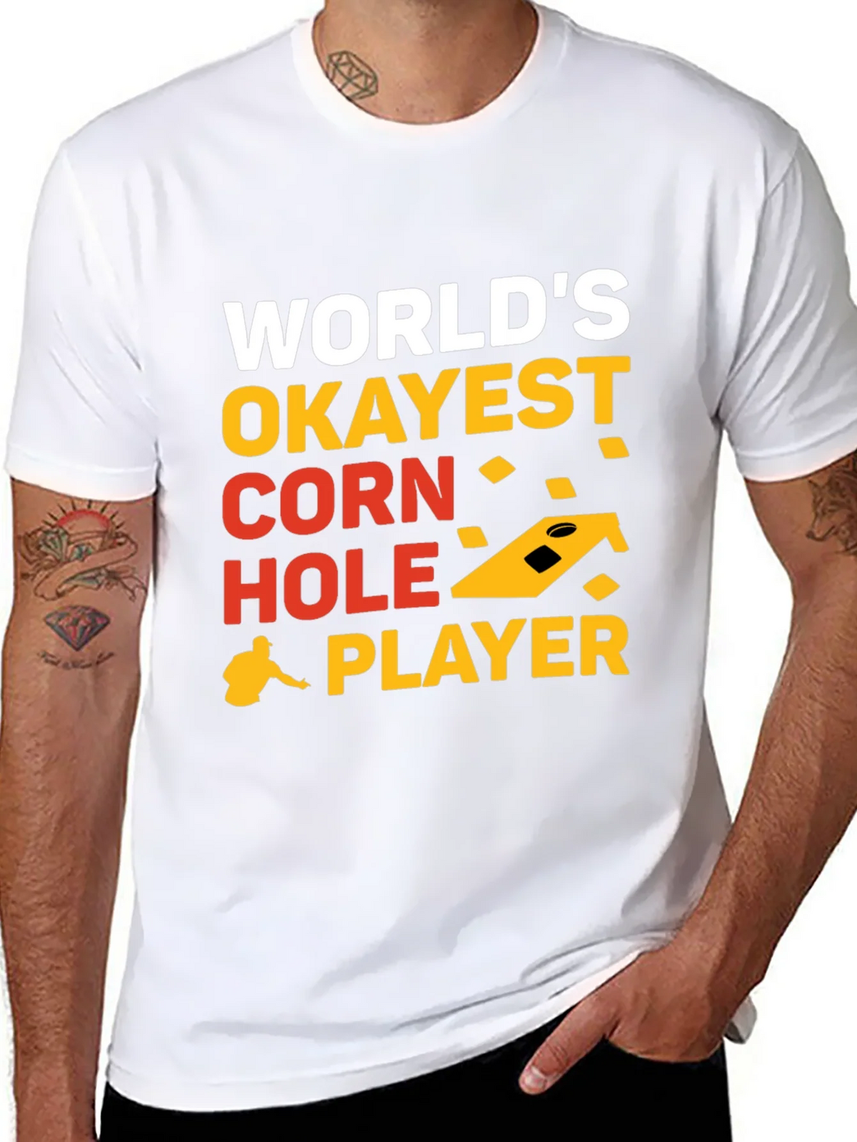 Worlds Okayest Corn Hole Player Graphic Tee product image 4