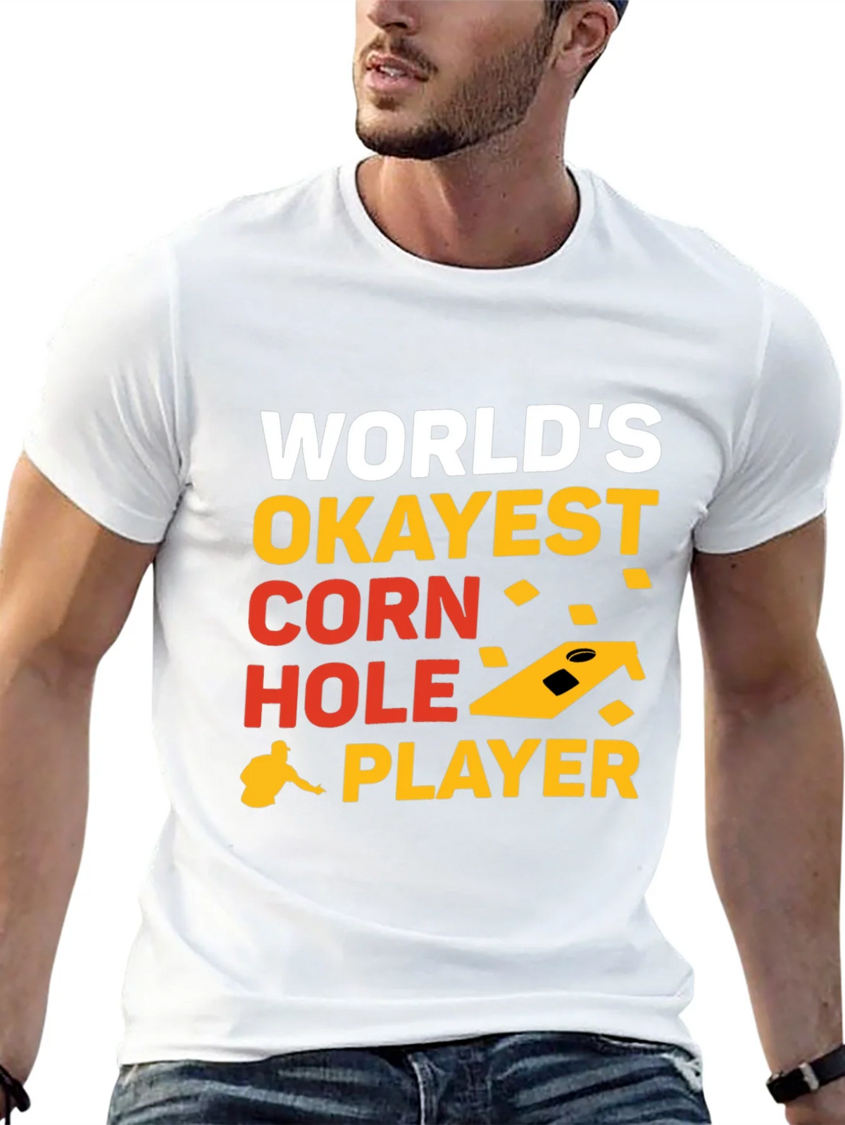 Worlds Okayest Corn Hole Player Graphic Tee product image 7