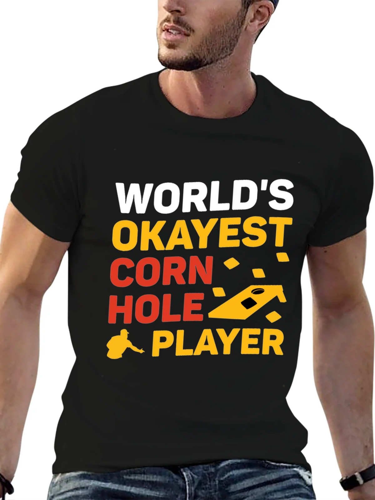 Worlds Okayest Corn Hole Player Graphic Tee product image 3