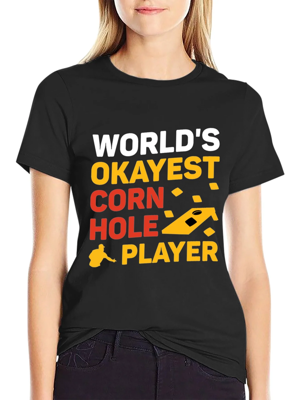 Worlds Okayest Corn Hole Player Graphic Tee product image 1