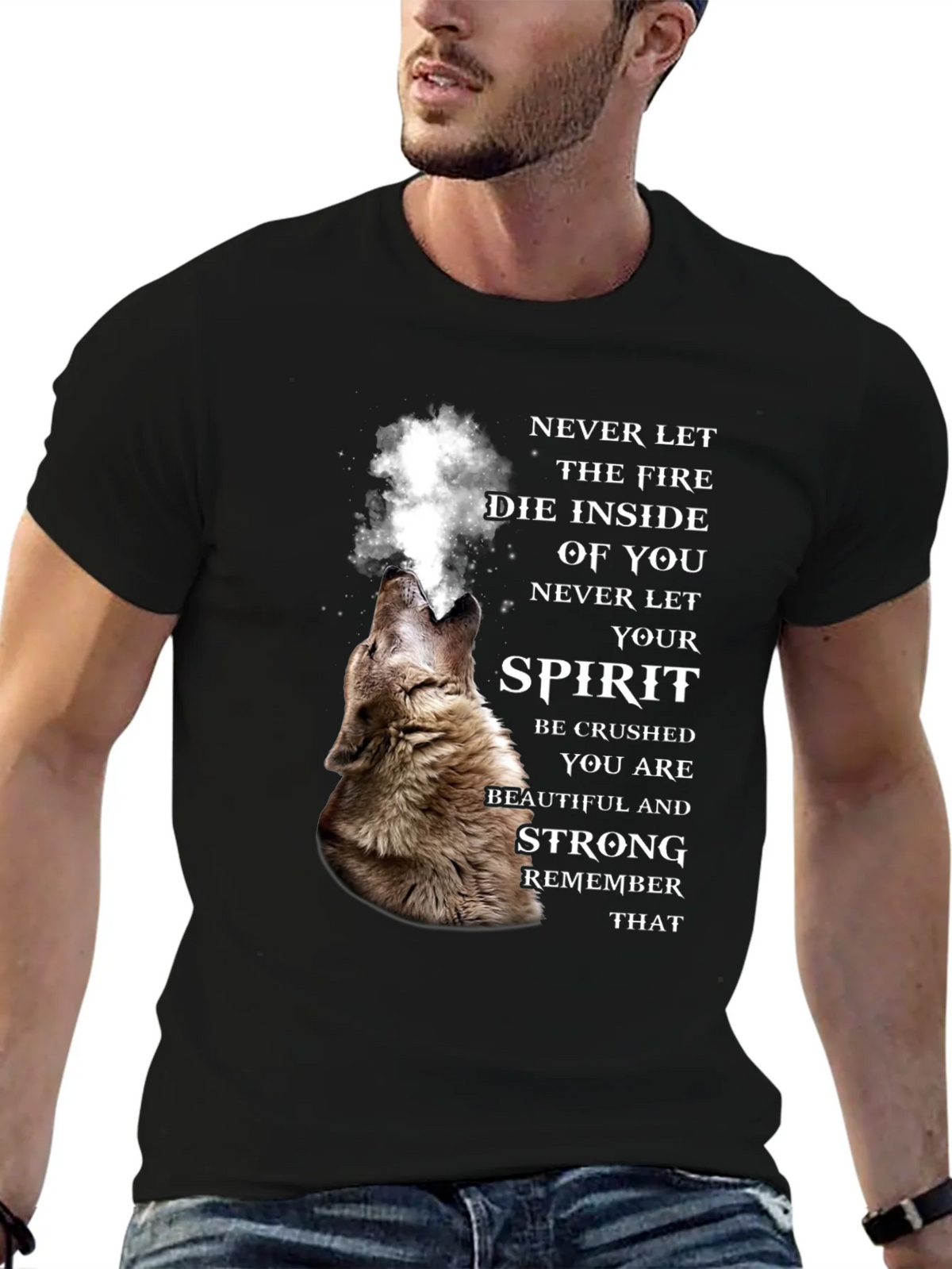 Wolf Spirit Graphic Tee - Never Let Your Fire Die product image 6