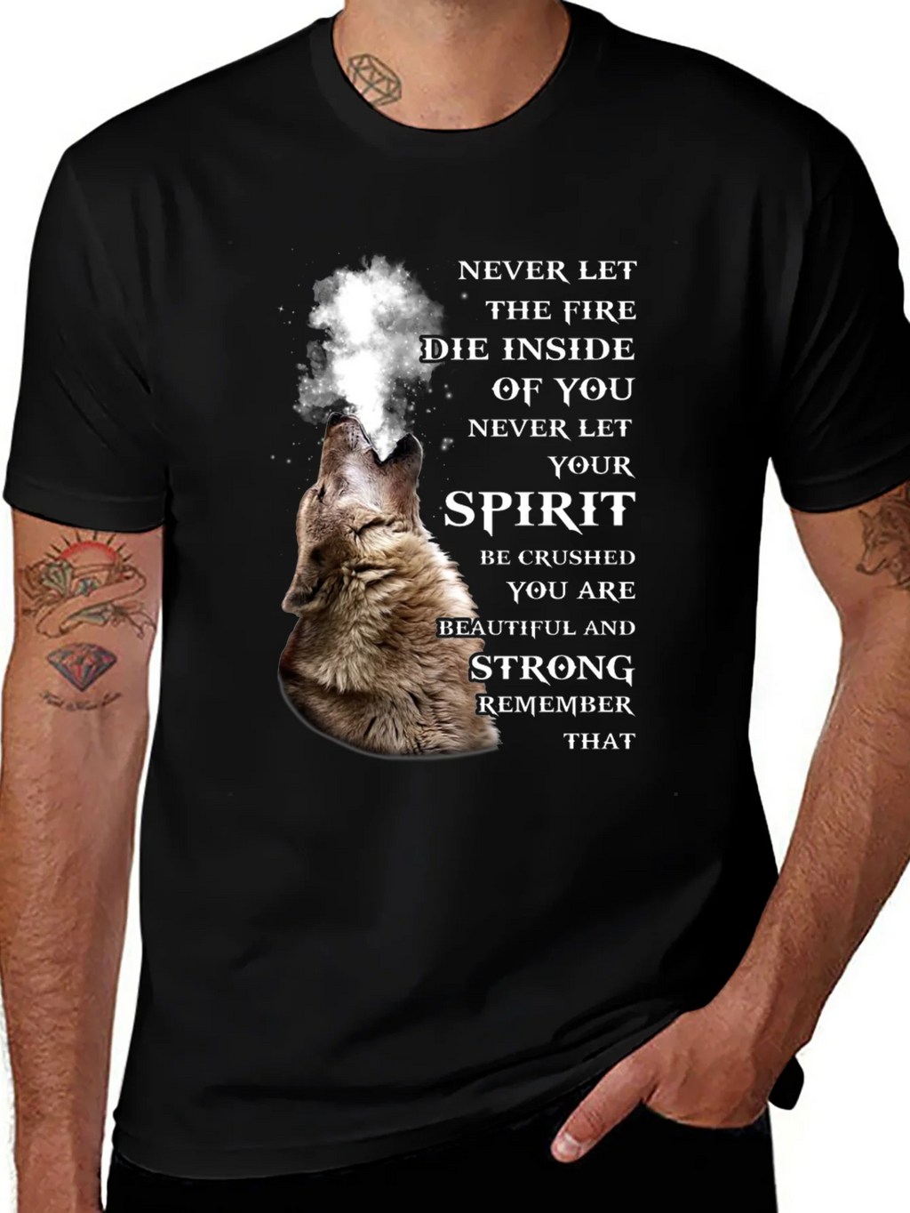 Wolf Spirit Graphic Tee - Never Let Your Fire Die product image 1