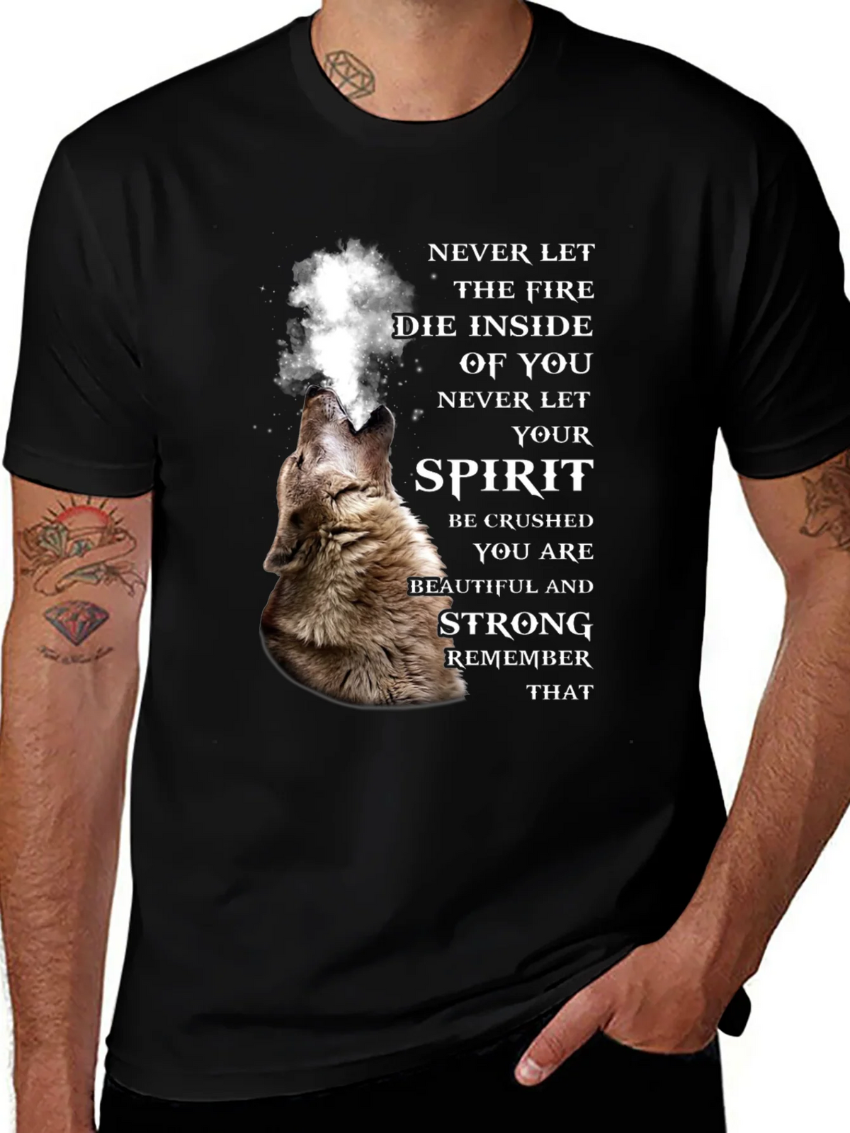 Wolf Spirit Graphic Tee - Never Let Your Fire Die product image 1