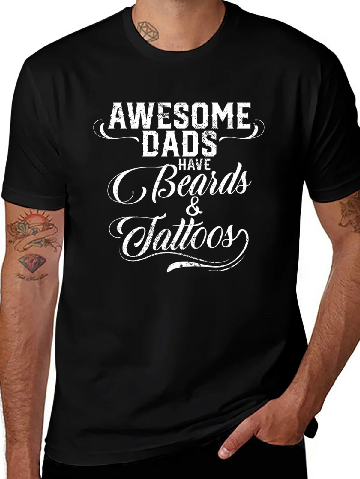 Awesome Dads Beards & Tattoos Graphic T-Shirt product image 1