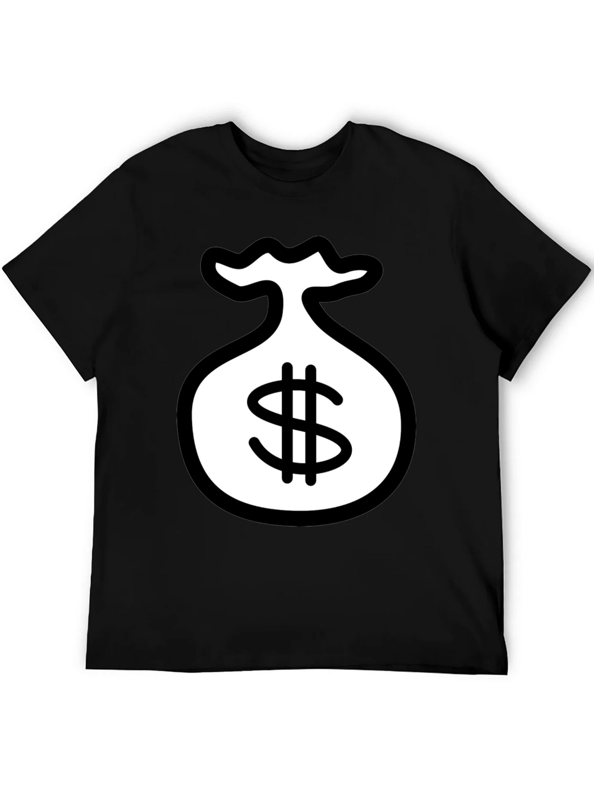 Black T-Shirt with Money Bag Graphic