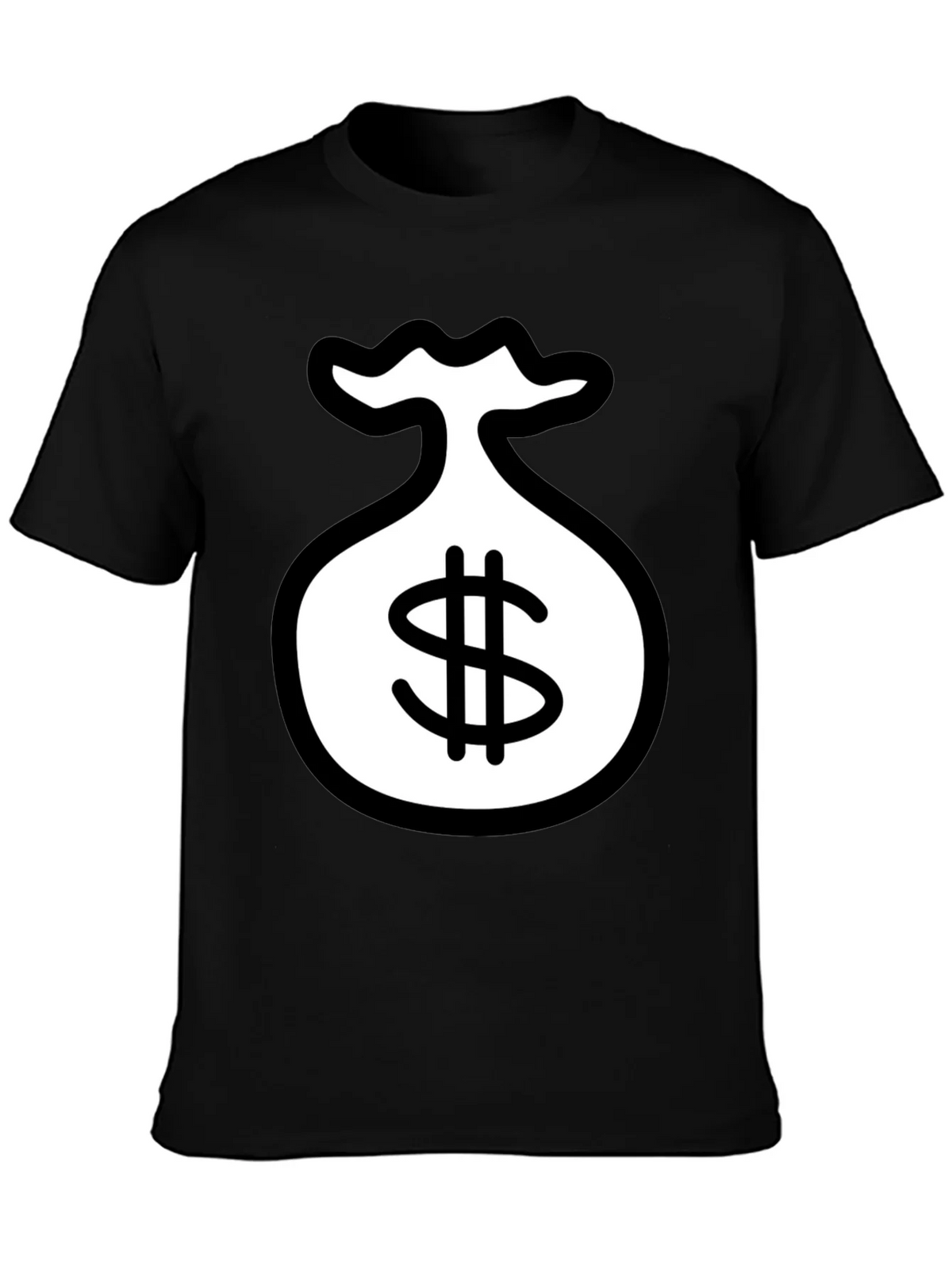 Black T-Shirt with Money Bag Graphic