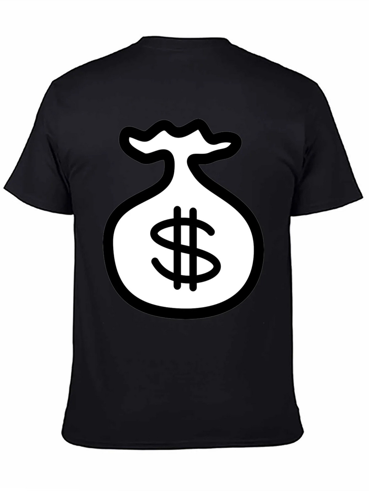 Black T-Shirt with Money Bag Graphic