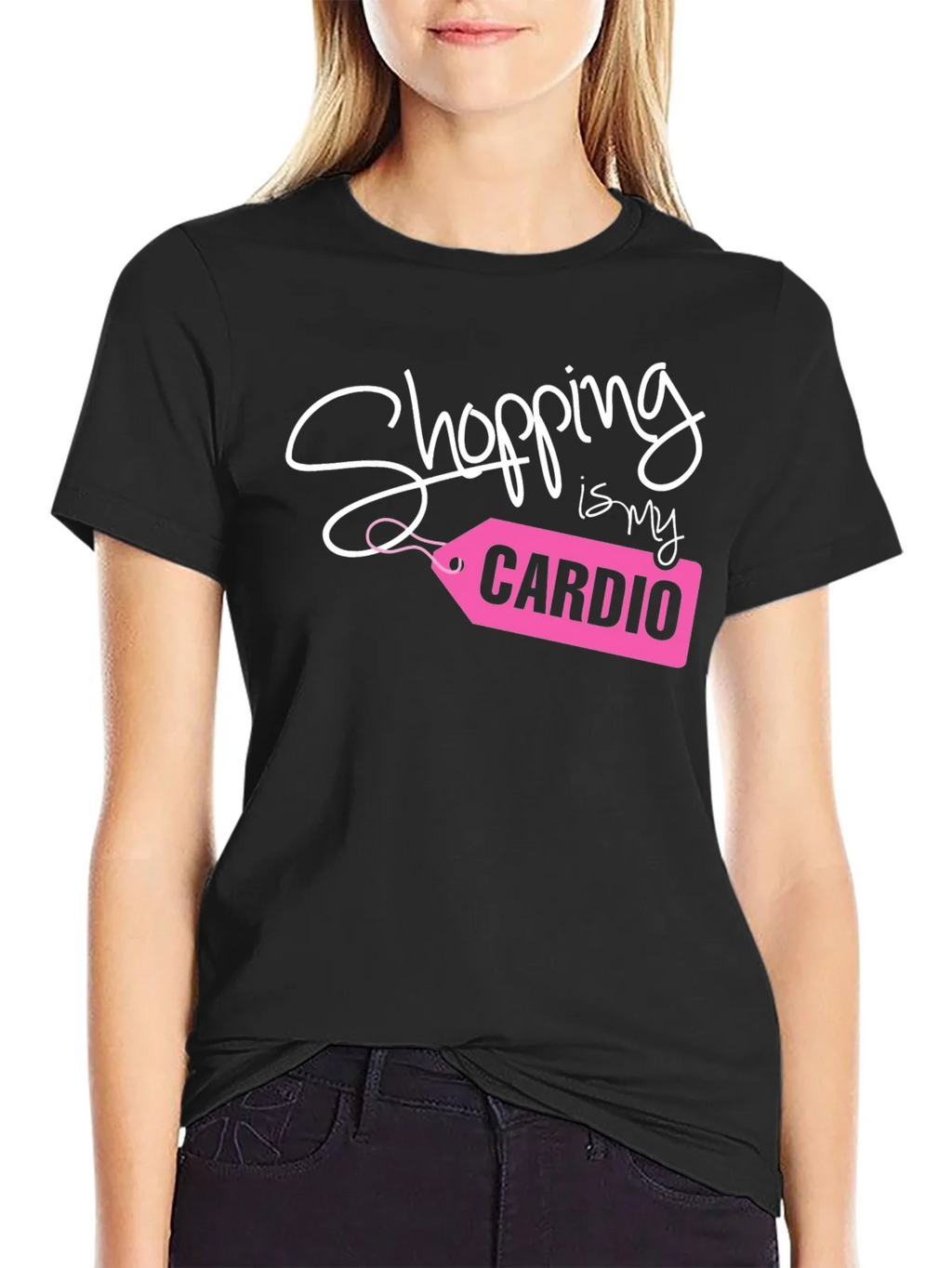Shopping is My Cardio Tee - Black Cotton Casual T-Shirt product image 2