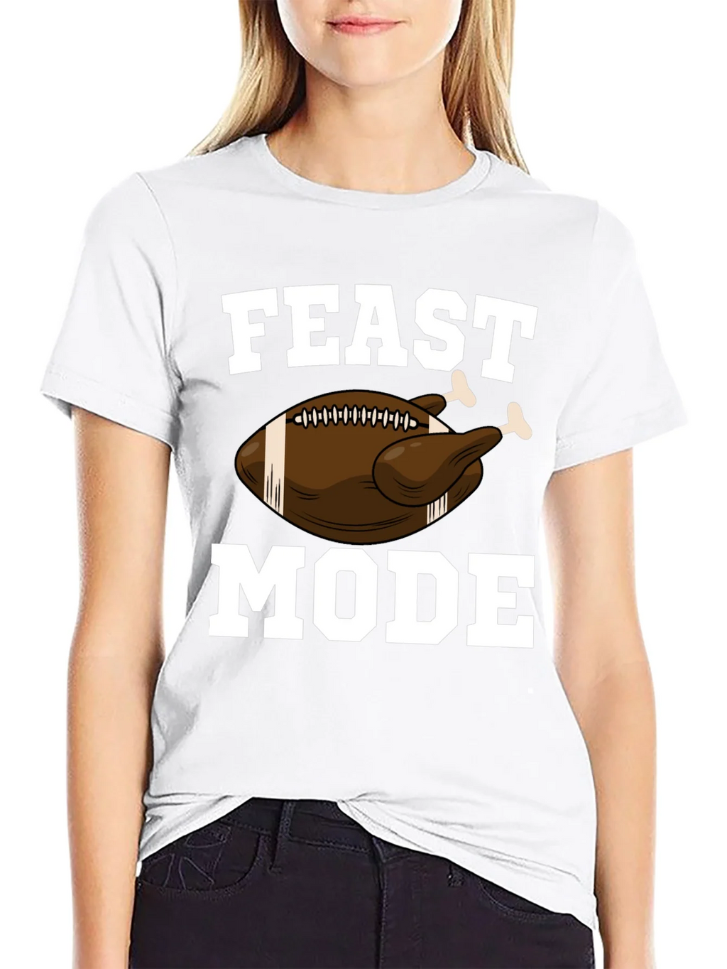 Feast Mode Thanksgiving Football Turkey Graphic T-Shirt product image 8