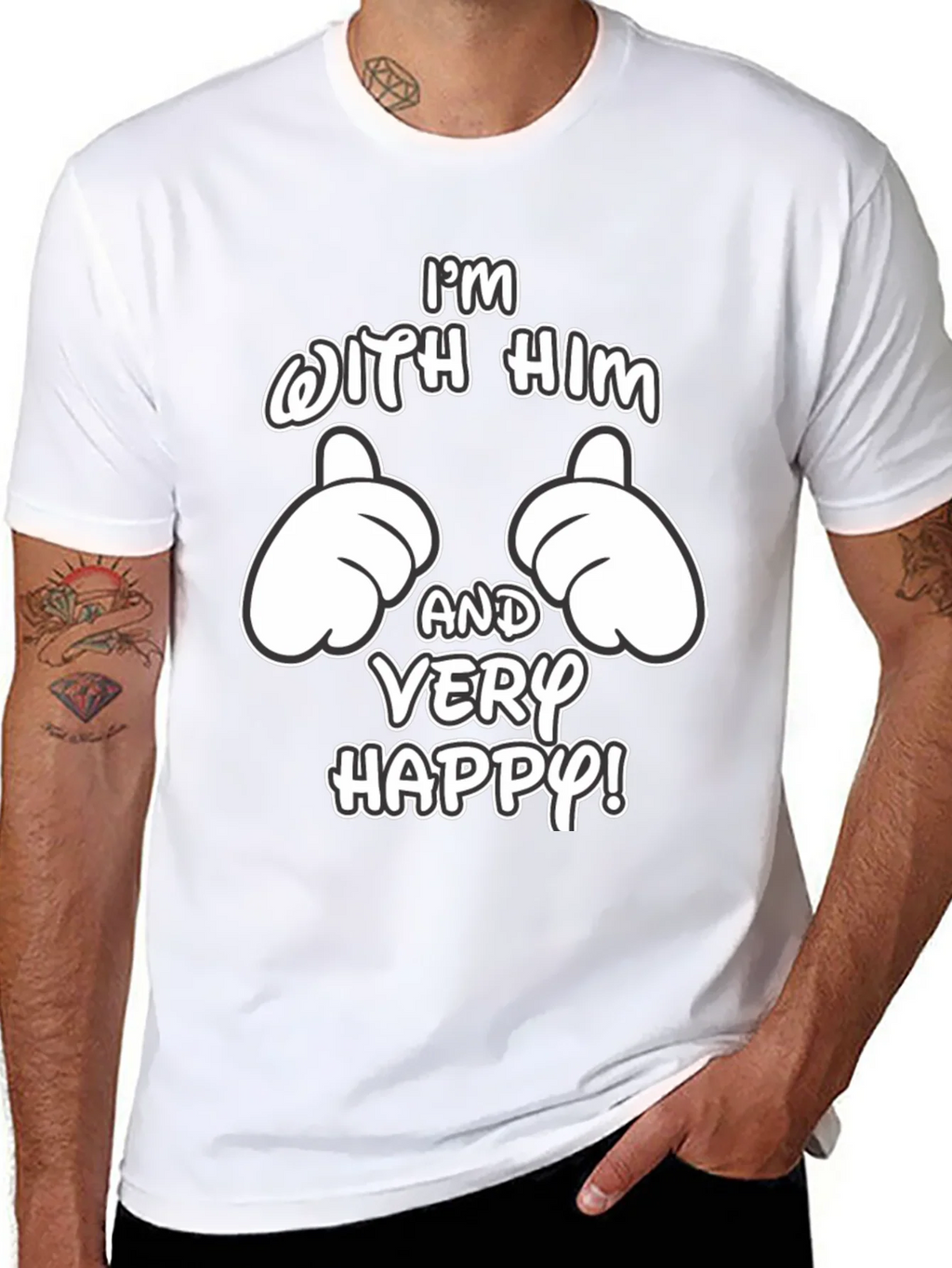 Funny Matching Couple Im With Him T-Shirt product image 7
