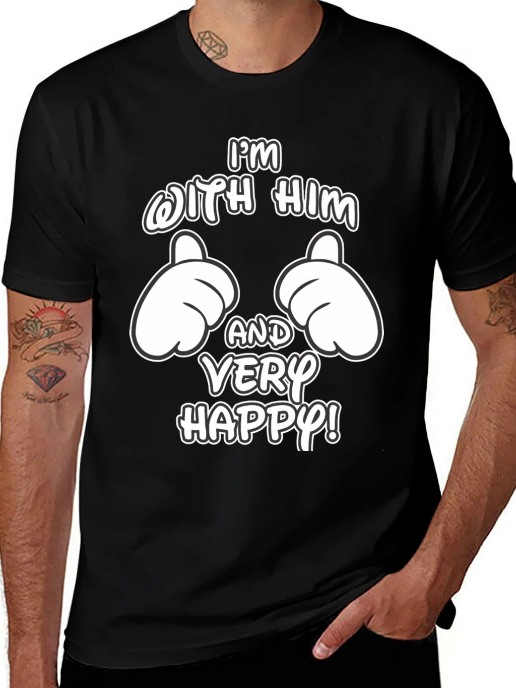 Funny Matching Couple Im With Him T-Shirt product image 1