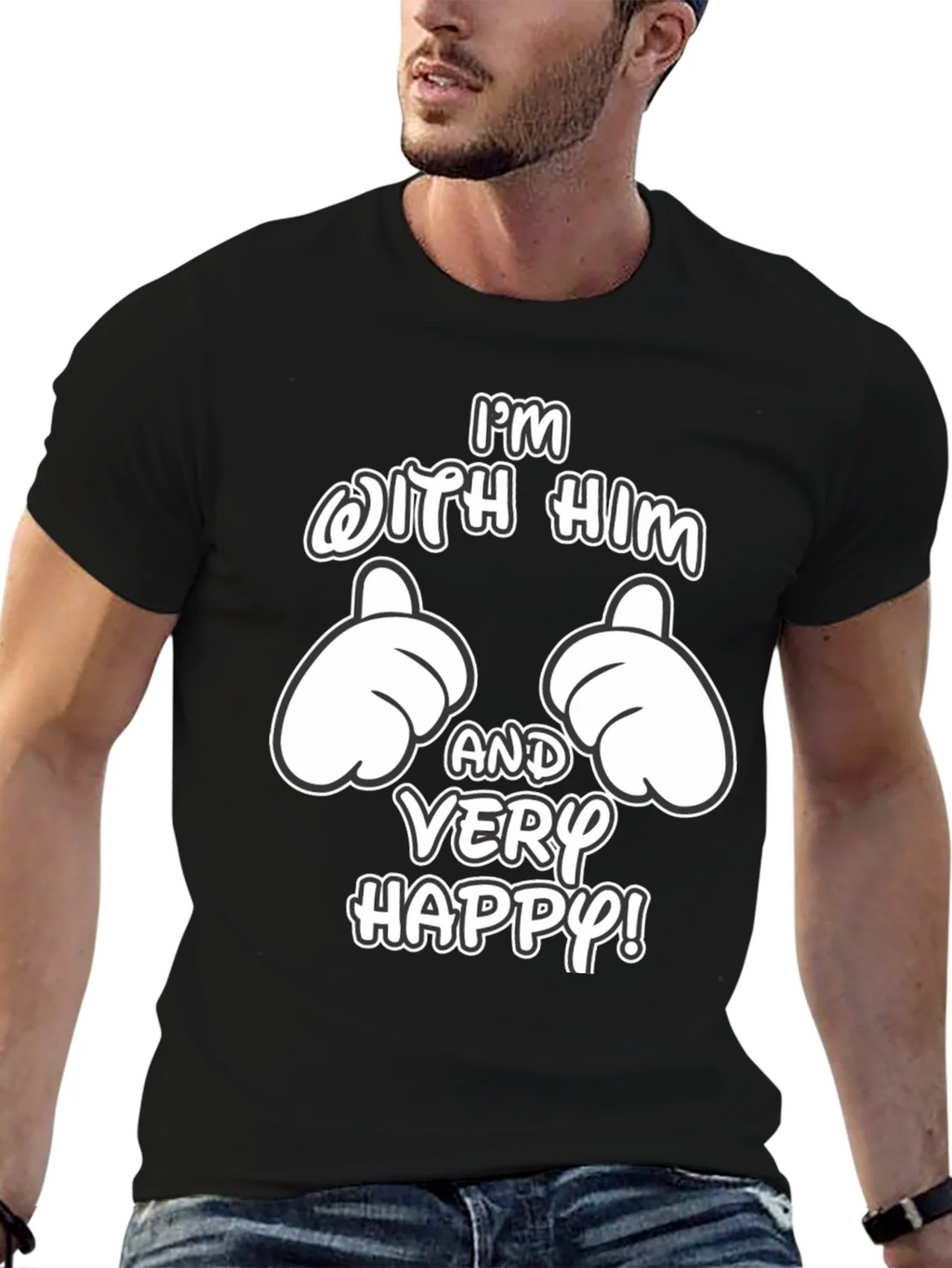 Funny Matching Couple Im With Him T-Shirt product image 6