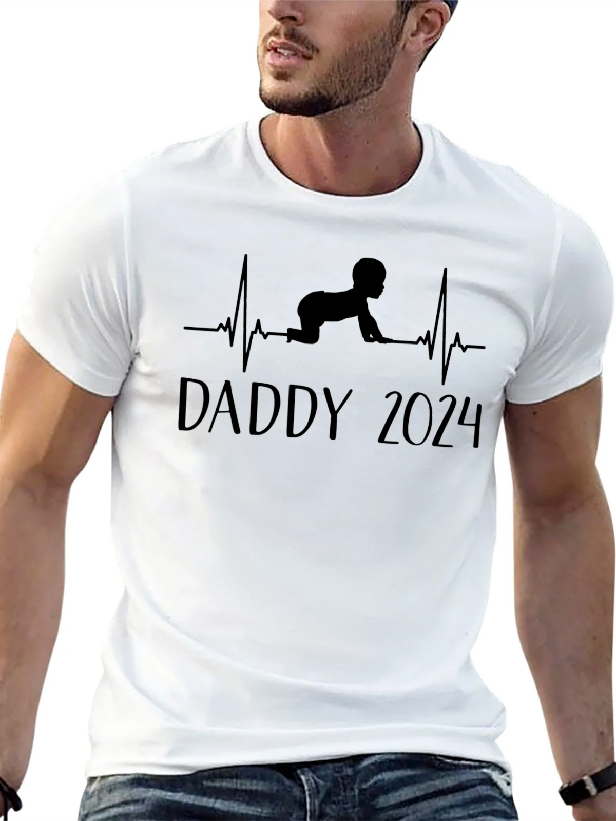 Daddy 2024 Baby Heartbeat T-Shirt product image 12