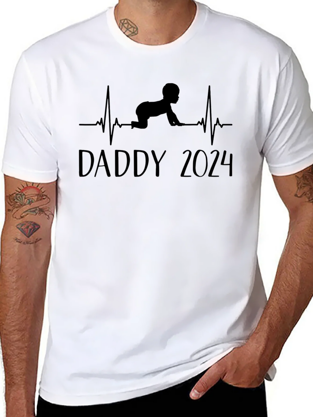 Daddy 2024 Baby Heartbeat T-Shirt product image 7