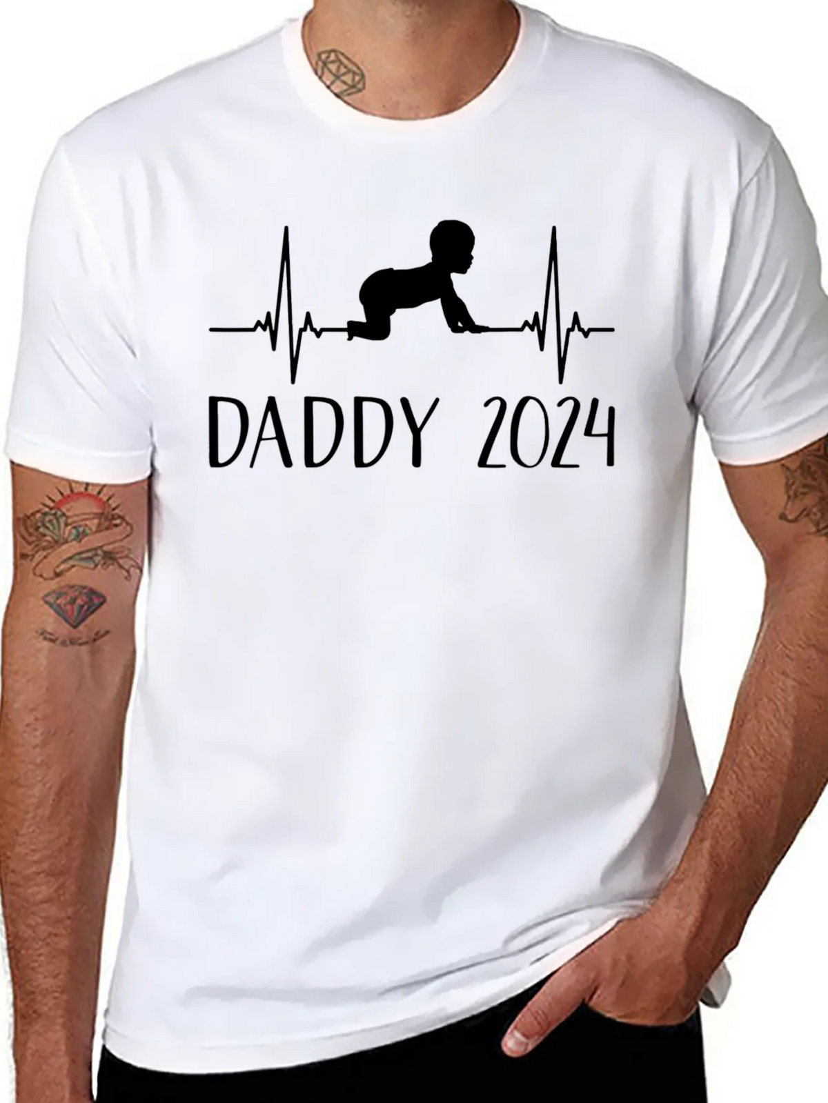 Daddy 2024 Baby Heartbeat T-Shirt product image 7