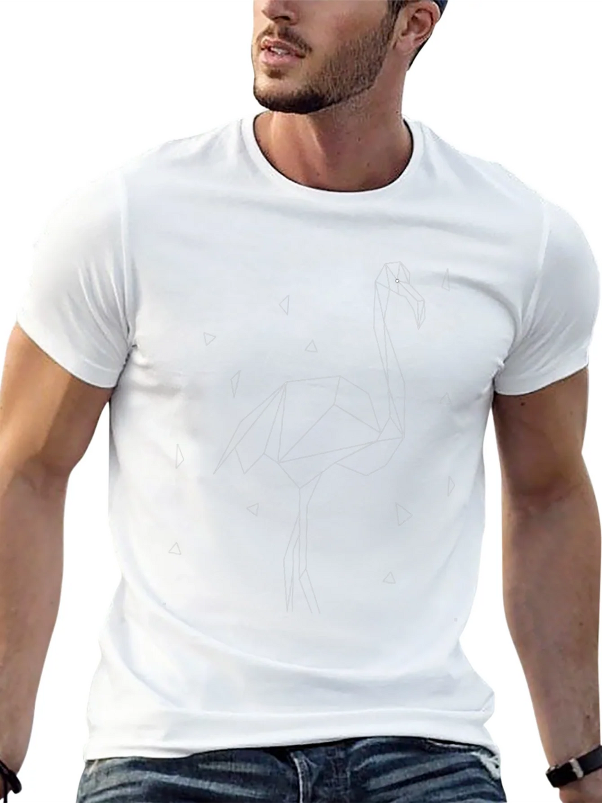 Geometric Flamingo Black T-Shirt product image 12
